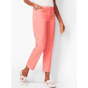 Talbots Perfect Crop Pants 10 Medium Coral Pink Stretch Cotton Chino Ankle